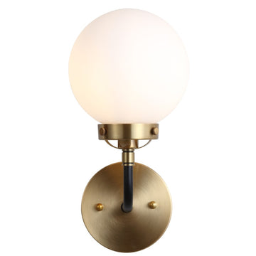 Caleb Brass Vanity Wall Sconce Frosted - JONATHAN Y